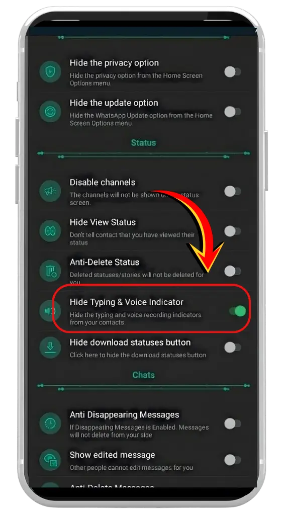 إخفاء مؤشر تسجيل الصوت أو الكتابة